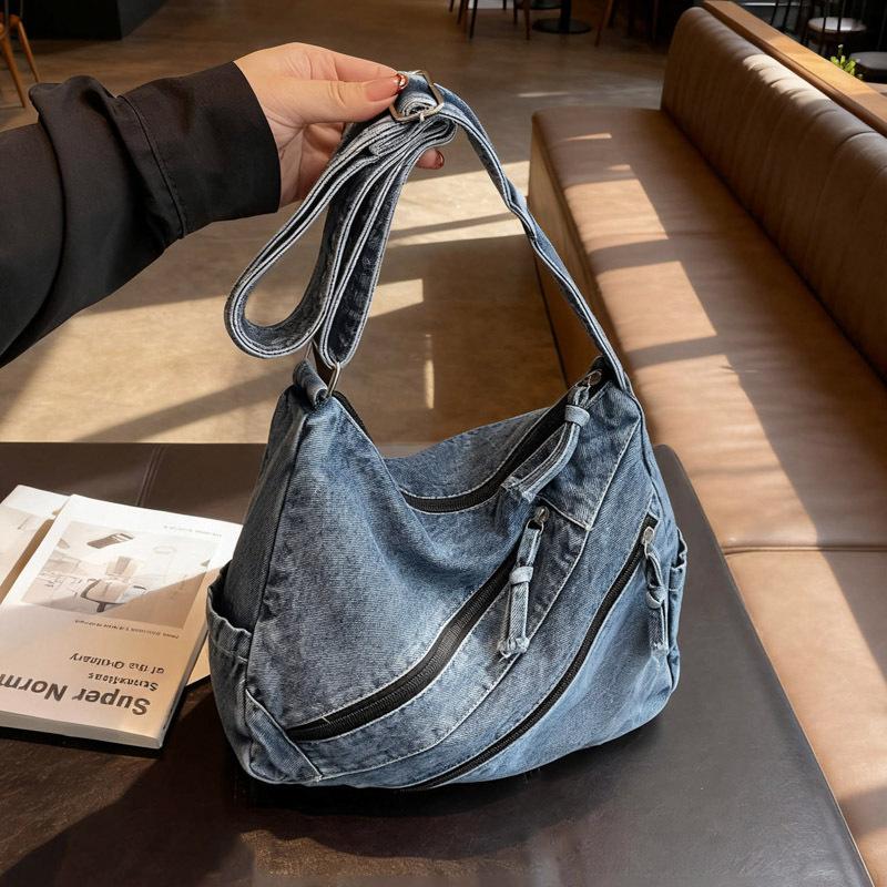 New Winter Fashi Shoulder Bag Large Capacity Denim Storage Bag Korean Style Comfortable and Versatile Texture Crossbody Bag
