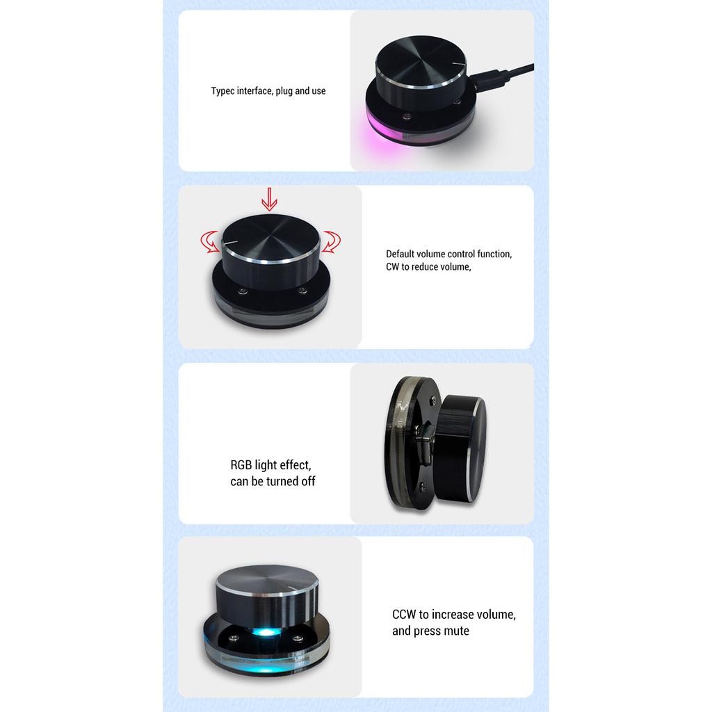 External Media Adjustment Controller USB Volume Control Knob 360 Degree Rotating Versatile Acrylic Plastic Professional for PC