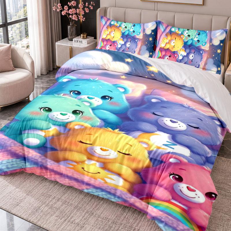 Care Bears 3Pcs Bedding Set Duvet Cover With Two Pillowcases For Bedroom Home Decoration