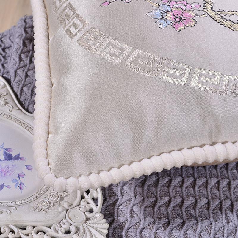 Autumn and Winter Home European Jacquard Pillow Cover with Flower Pattern Sofa Cushion Soft Package Headrest Hug Pillow Cover (No Pillow Core)
