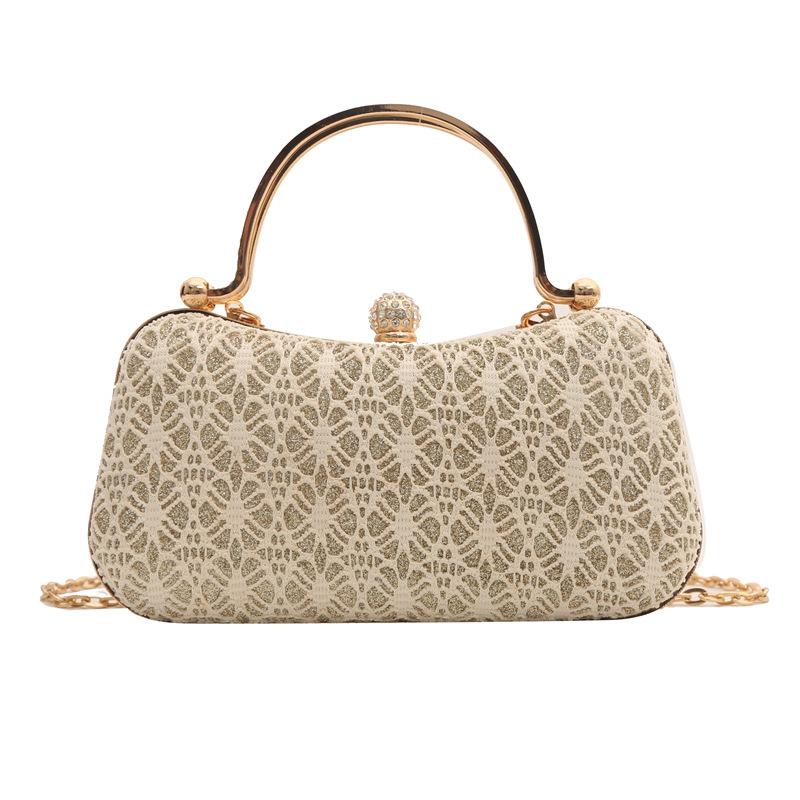 

2025 New Exquisite Women s Bag Lock Buckle Shoulder Chain Crossbody Bag Women s Banquet Bag One-Shoulder Crossbody Small Square Bag