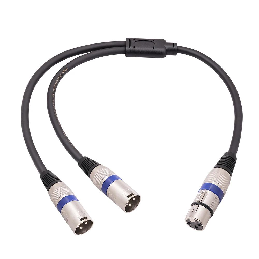 3 Pin XLR Female To Dual XLR Male Cable for Mic and Speaker with Noise Reduction for Amplifiers and Audio Equipment