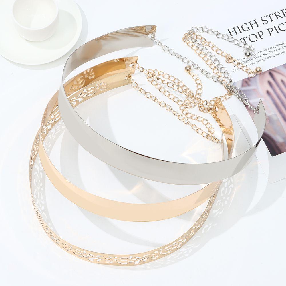 Ornamenti per la Vita Paillettes Metallo Cintura Larga Colore Oro Argento Fascia Specchio Larga Cintura Larga