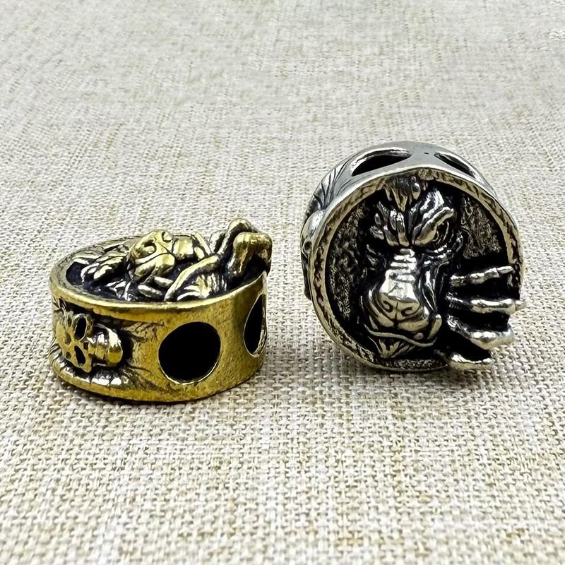 Brass Wolf Skull Head Knife Beads Punk Edc Outdoor Diy Paracord Woven Lanyard Pendants Retro Umbrella Rope Bracelets Accessories