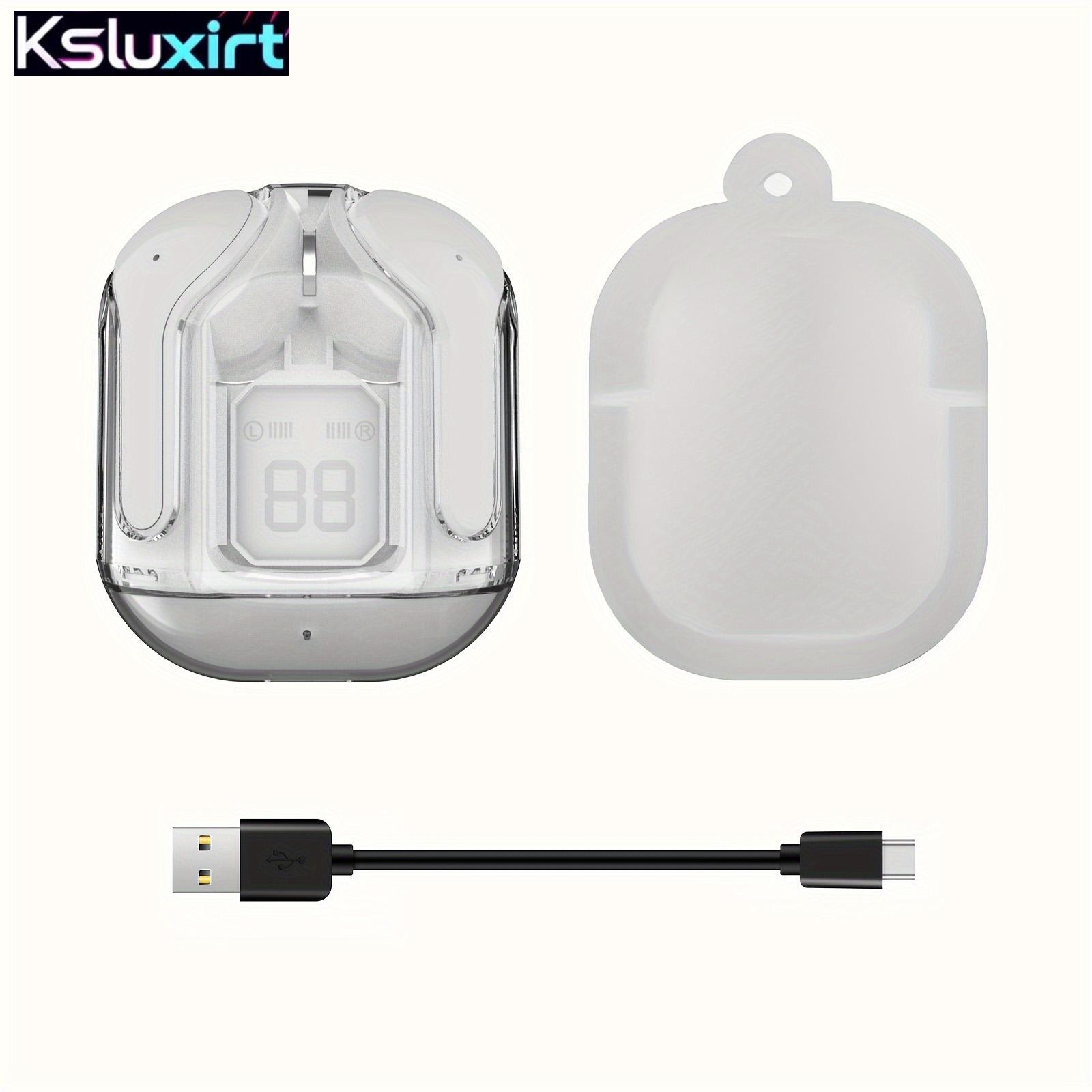 

Bluetooth 5.3 Прозрачные силиконовые наушники-вкладыши TWS, спортивная игровая гарнитура HIFI стерео светодиодный цифровой дисплей для подарков на день рождения/Рождество/мальчику/девушке белый