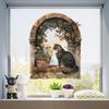 Forest-style Bedroom Sofa Wall Stickers: Window, Plants, Flowers, Cat Mural Decoration