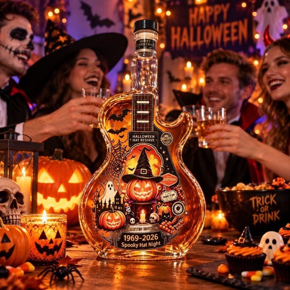 Pumpkin Guitar Liquor Storage Bottle Ghost Empty Wine Bottle Clear Glass Bottle Halloween Holiday