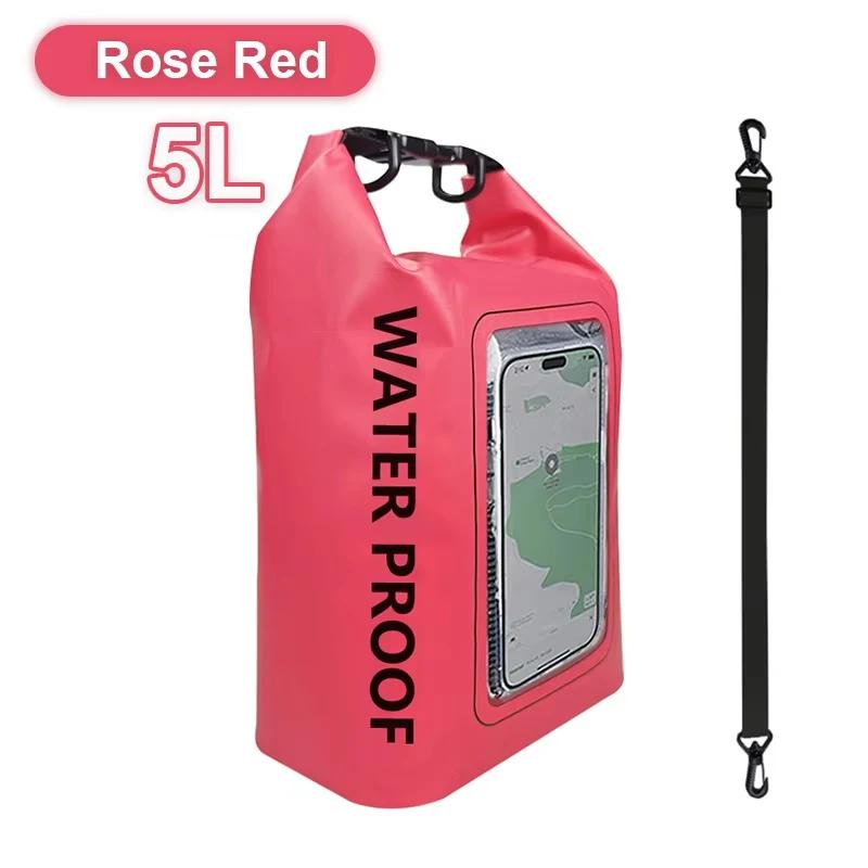 2L/5L Dry Bag Touch Screen Swimming Waterproof PVC Bag Rafting Floating Shoulder Outdoor Sports Bags Surfboard Kayak Storage Bag