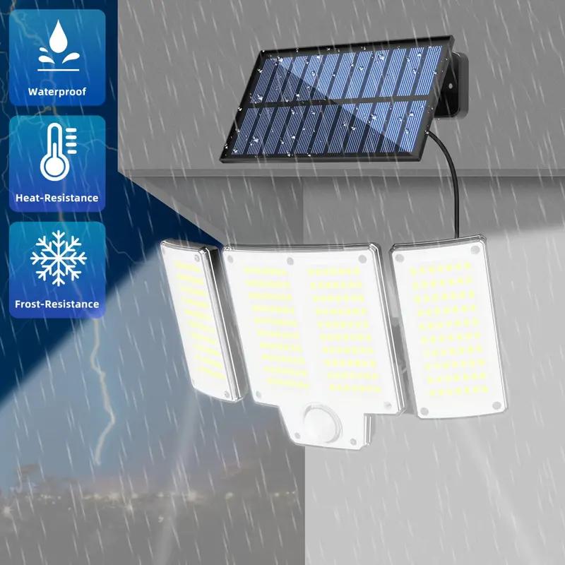280 LED Outdoor Solar Wall Lamp 3 Heads Solar Motion Sensor Light with Remote Control 3 Modes Solar Flood Light for Patio Garage