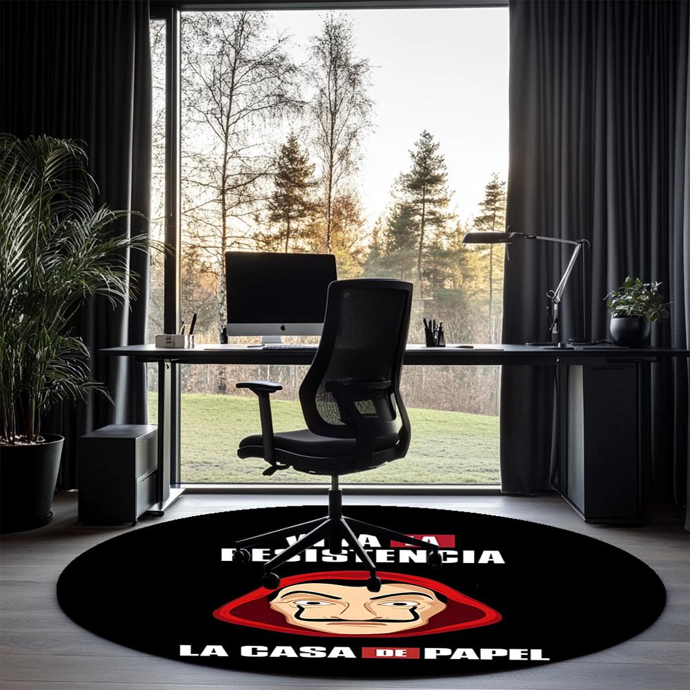 La Casa De Papel Printed Round Rug Carpet Chair Rug Area Rug Entryway Doormats,for Office Chair Living Room Bedroom Kitchen Room.