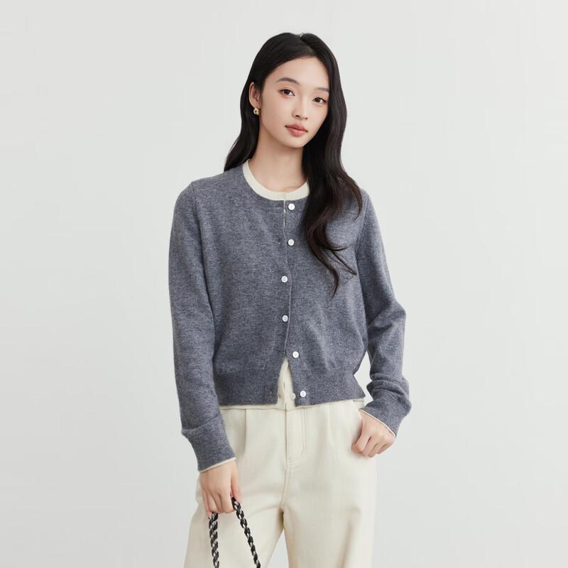 Elva' Island Women's Round Neck Short Knit Cardigan