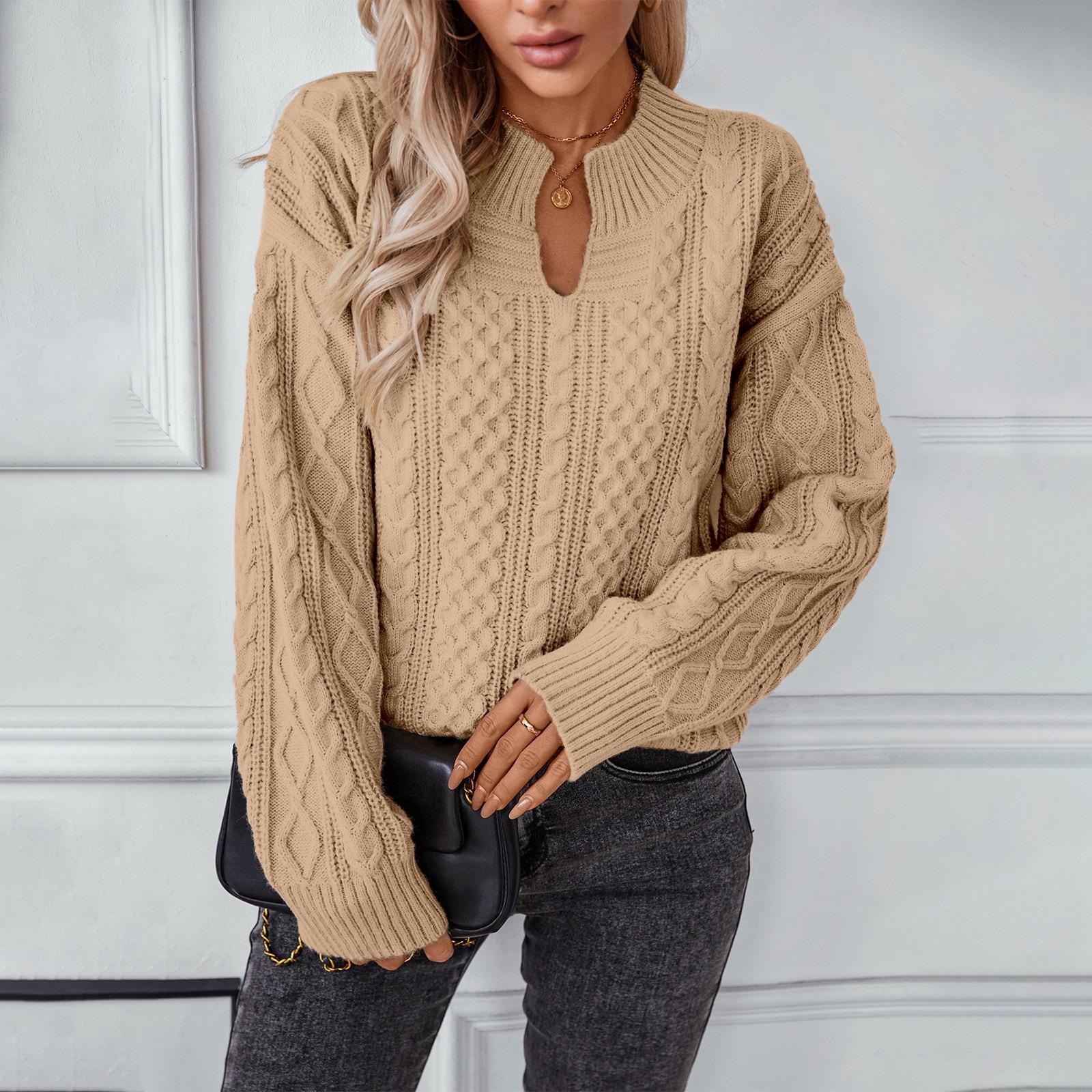 Женский повседневный модный вязаный свитер с длинными рукавами S