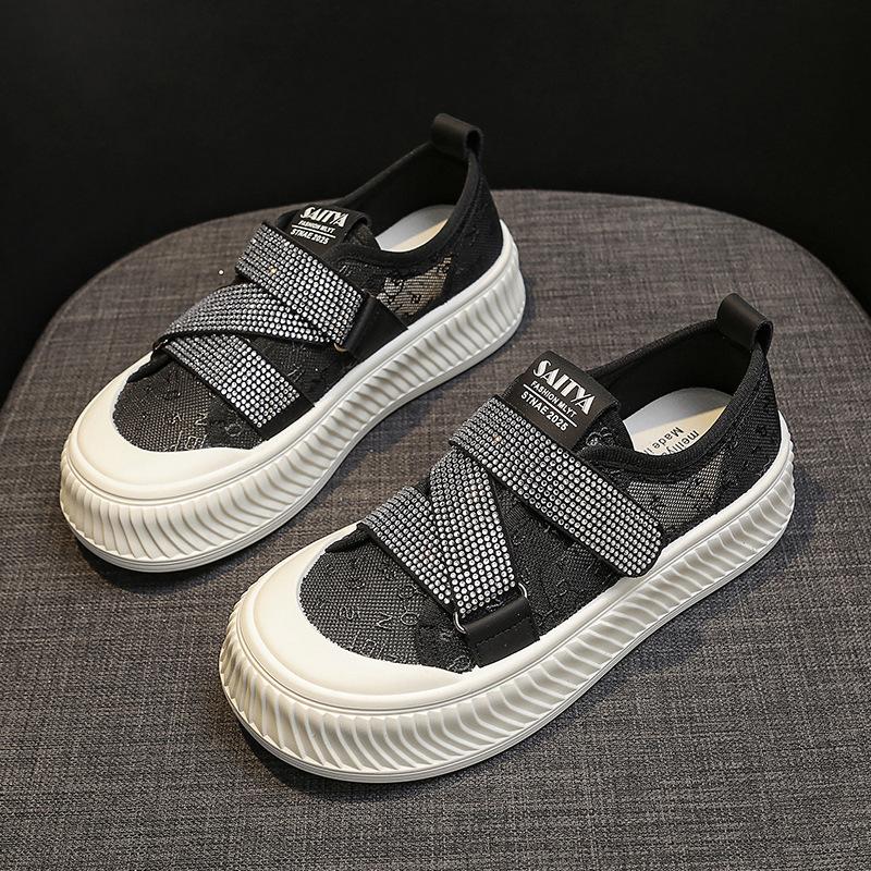 

Сетчатые дышащие летние тонкие кроссовки Magic Stick женские новые туфли с толстой подошвой в форме печенья легкие повседневные белые туфли 35