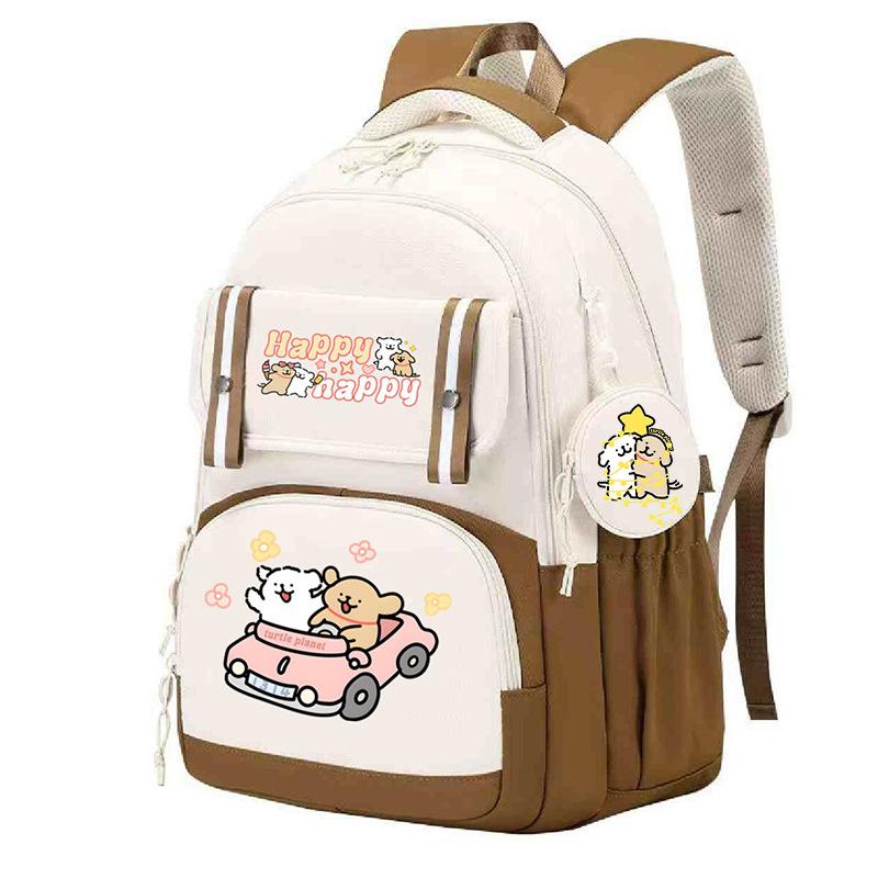 Fashion Backpack Cute Style Lines Doggie Cartoon Printing Trend Primary and Secondary School Students Reduce the Burden of Schoolbags
