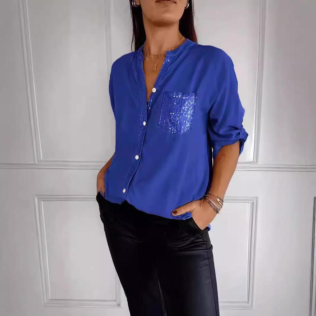 2024 Přeshraniční flitrová móda Dámská košile slim fit