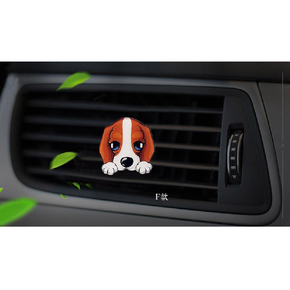 Bonito cão estilo acrílico purificador de ar condicionado saída de ventilação decoração perfume clipe fragrância interior do carro cheiro