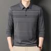Spring Thin Long-sleeved T-shirt Men's Lapel Mercerized Cotton Dad Wear Striped T-shirt Men