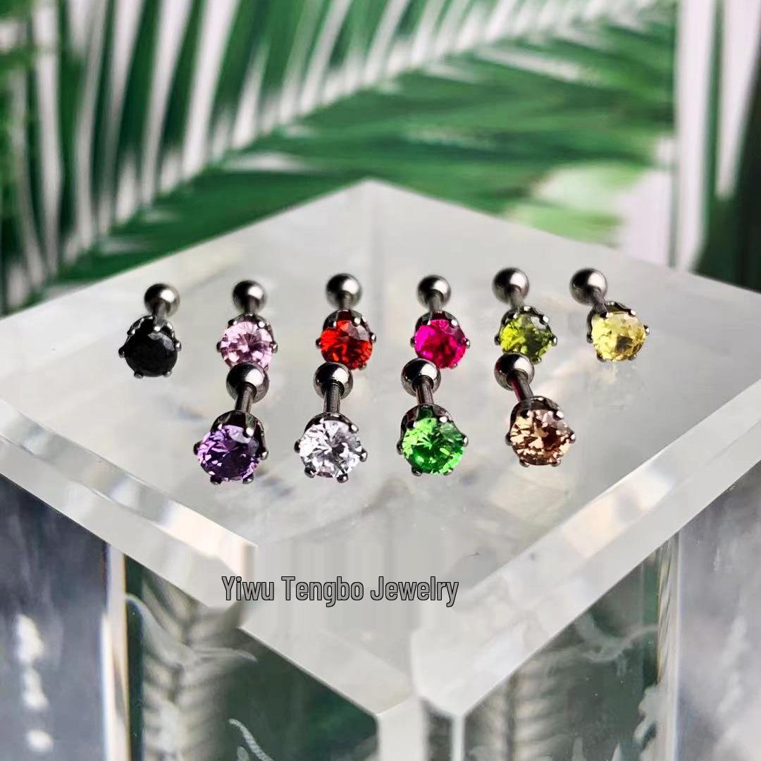 

Minimalist Unisex Six-Prong Round Threaded Cubic Zirconia Cartilage Stud Earrings 4mm