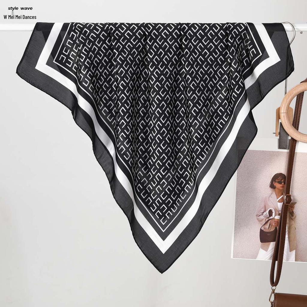 Korean Style Faux Silk Decorative Scarf 70CM Women's Versatile Patterned Scarf