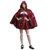 Halloween Gothic Print Little Red Riding Hood Costume, Medieval Cape Vampire Cos Party Outfit