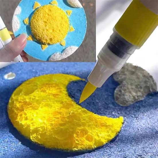 Yousheng Skumtekstur Blankt Malepapir 3D Tegning Magisk Lerret Svamp med Vannpensel Hvit Puffy Maling Papir for Barn Voksne DIY Kunsthåndverk