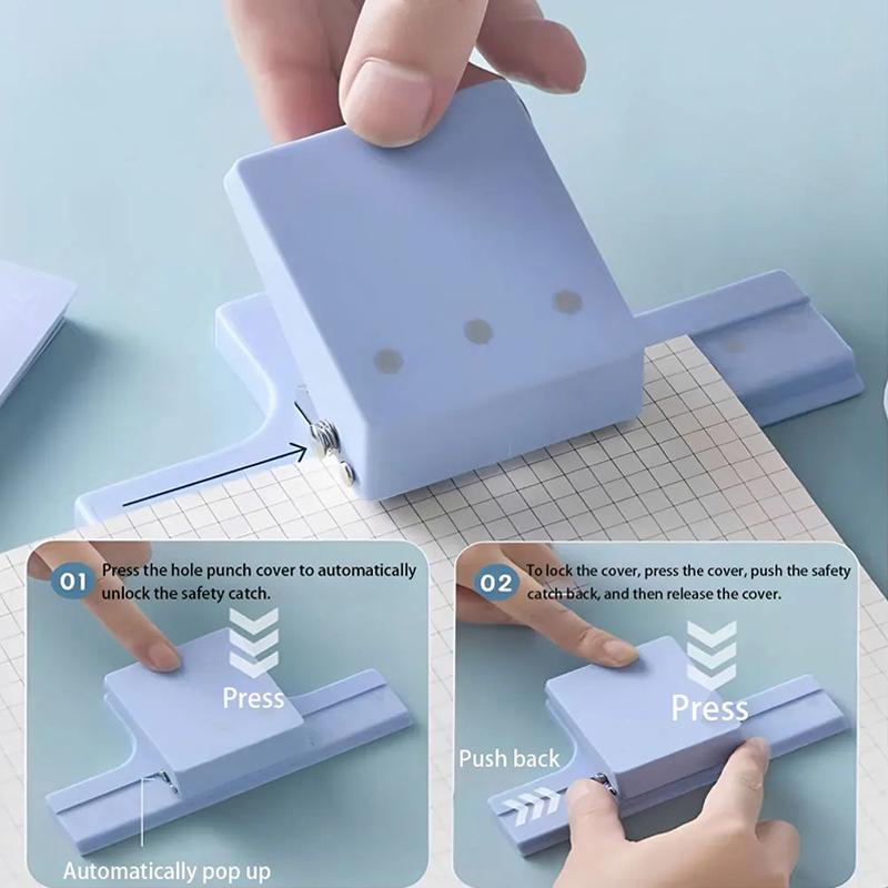 1Pc Multi-Function 3-Hole Punch, Small Hand Punch, Can Bind 6 Sheets Of Paper, Suitable For Scrapbooking And Paper Crafting.