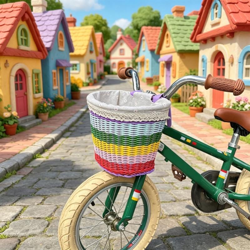 Handwoven Rainbows Bicycles Basket Nontoxic Rainbows Rope Children Bicycles Basket for Various Types Of Children's Bike