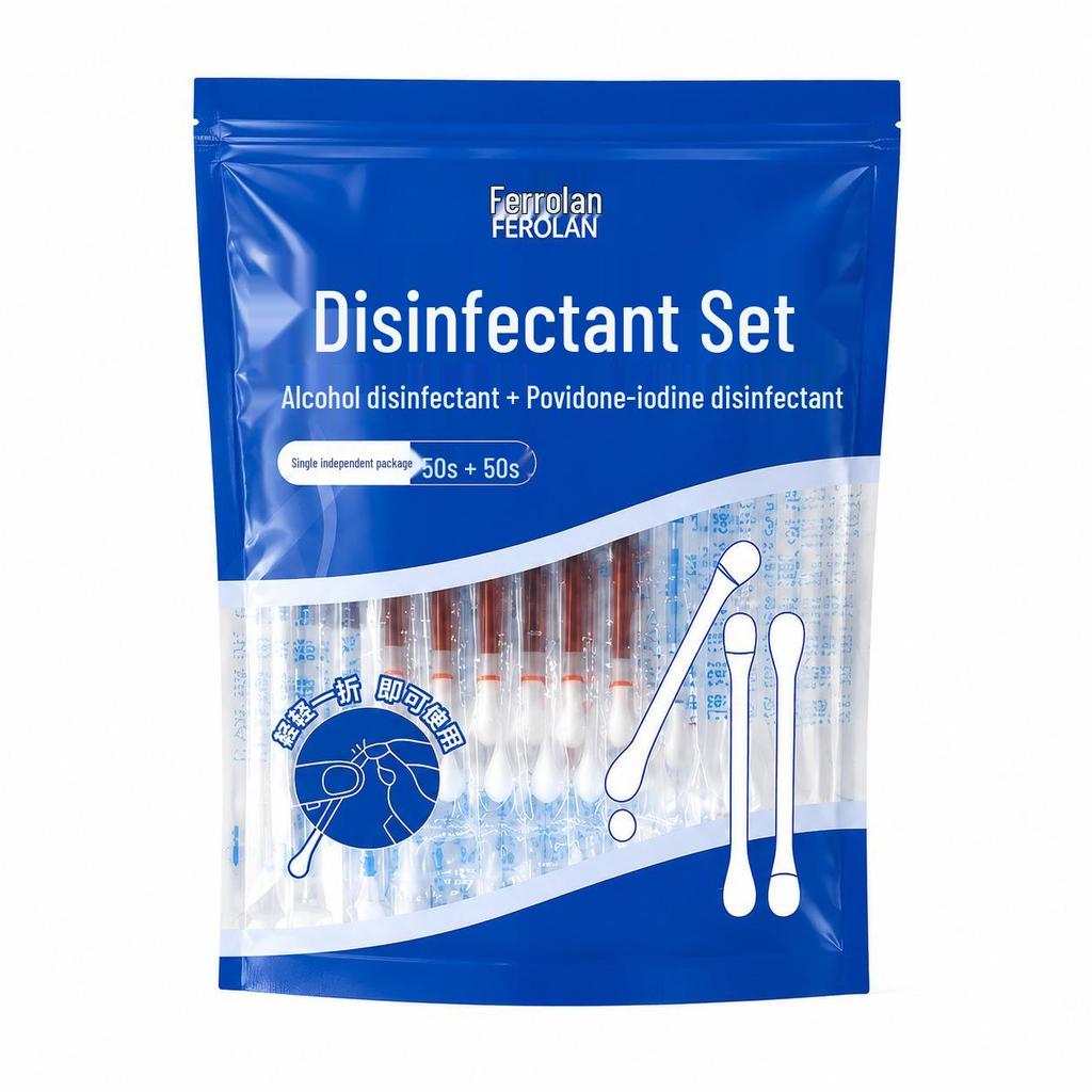 Ferrolan Iodine Povidone Disinfectant Cotton Swabs, Individually Packaged for Household Emergencies