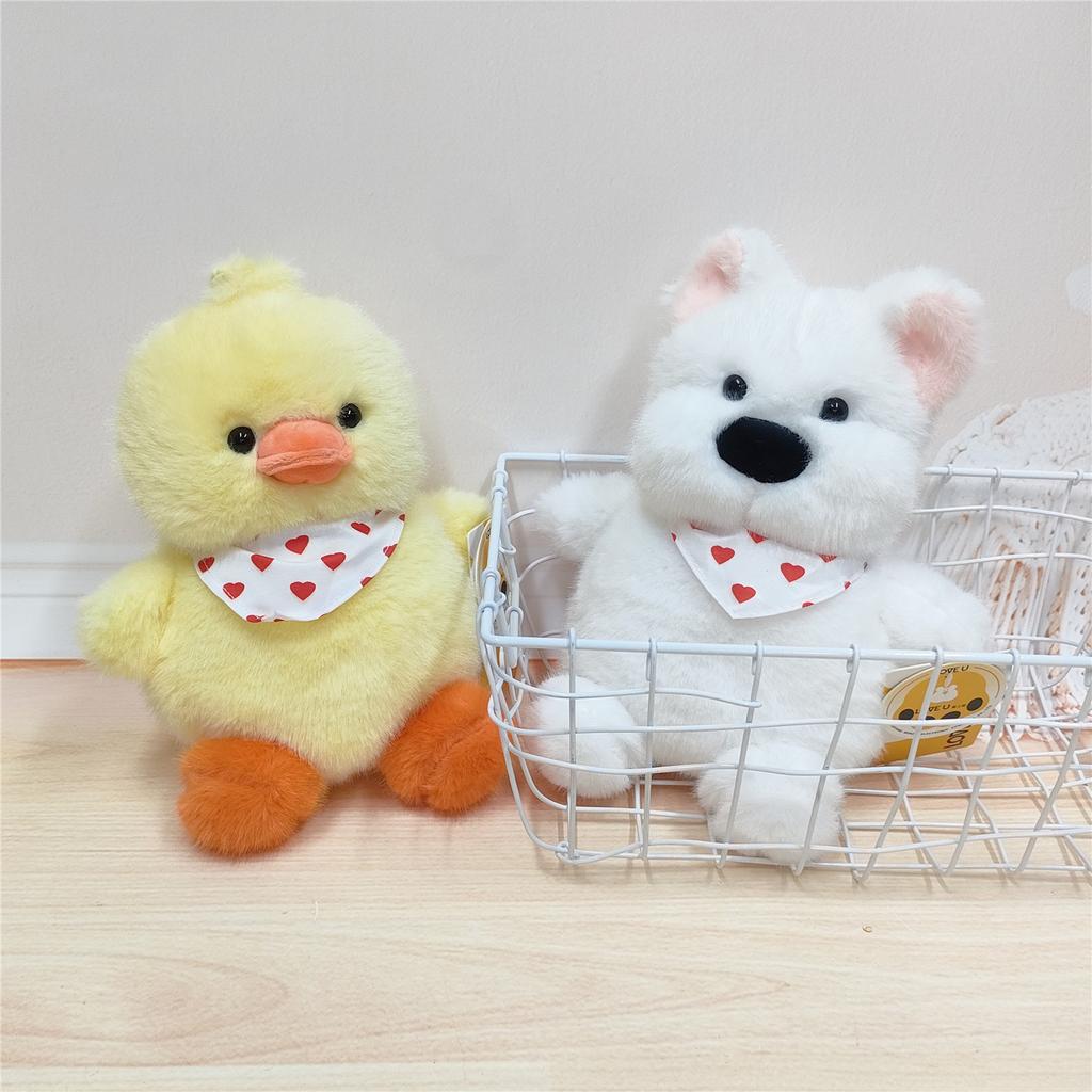 Cute Dundu Series Scarf Duck Plush Toys West Highland Dog Companionship and Comfort Doll Children's Toys