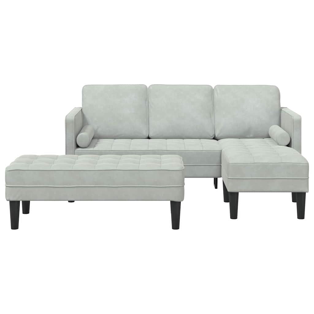 2 Piece Sofa Set with Cushions Light Grey Polyester