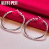 925 Sterling Silver Wave 40mm Hoop Earring Jewelry