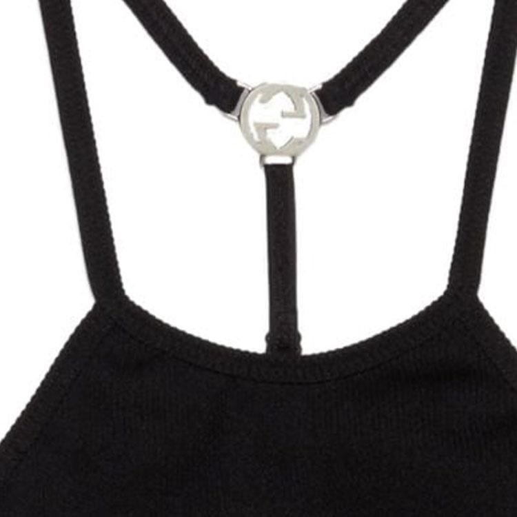 (WMNS) Gucci Nylon Jersey Crop Top 'Black' Women's 772425-XUAJ3-1000