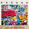 2D planar banners, 1 piece of colorful graffiti wallpaper background - filled with red, blue and yellow colors