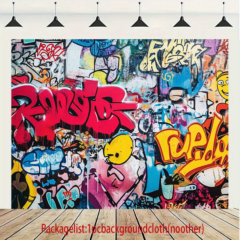 2D planar banners, 1 piece of colorful graffiti wallpaper background - filled with red, blue and yellow colors