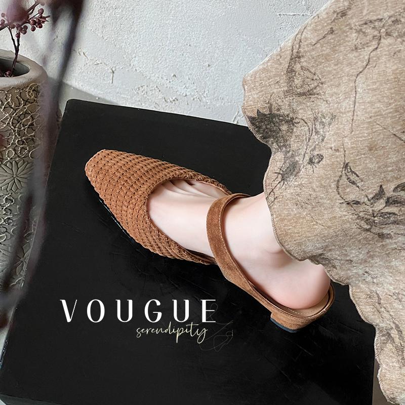 Fashion 2025 NEW Summer Mules Women Sandals Shoes for Women Square Toe Low Heel Women Slippers Cover Toe Slingback Sandals
