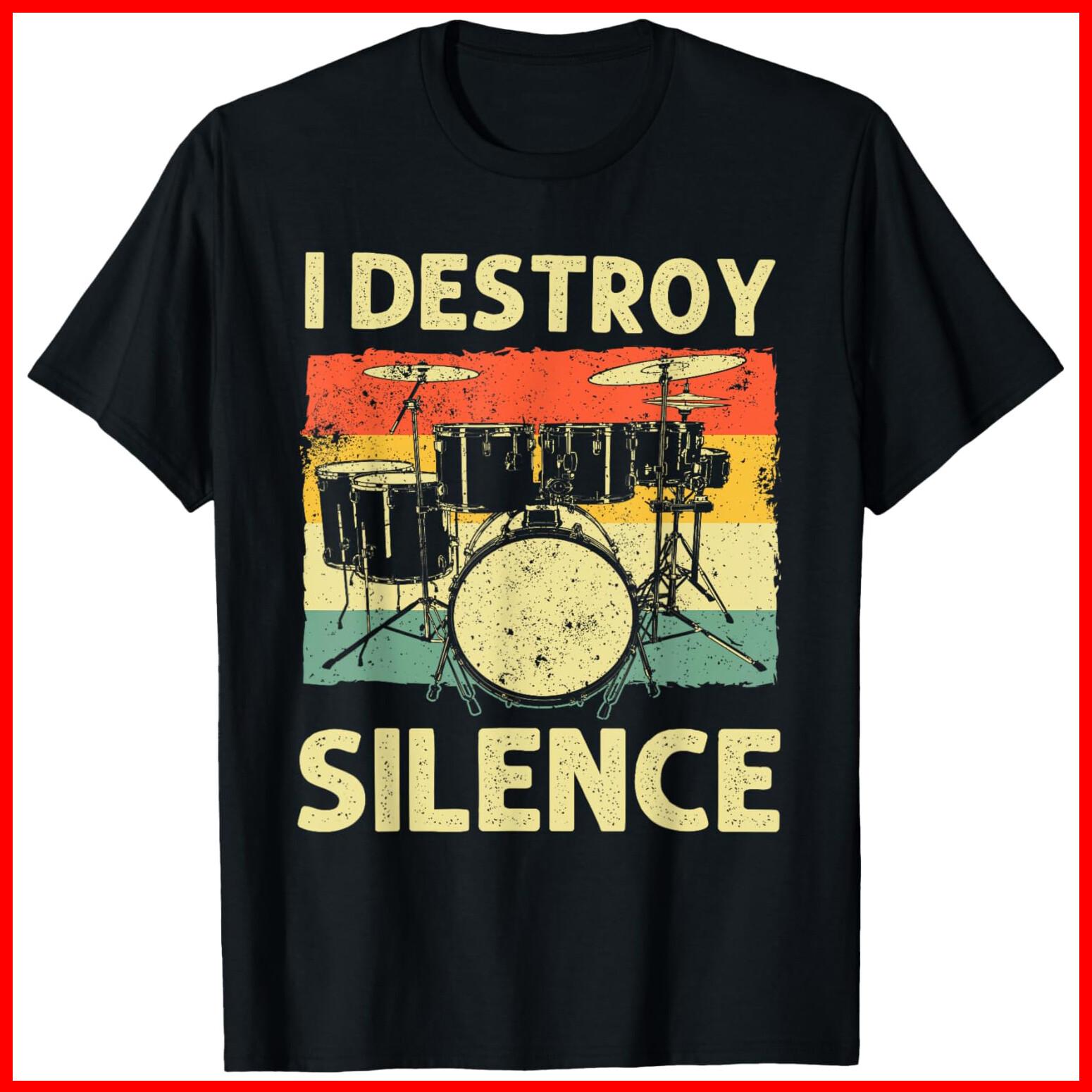 Funny Drumming Art, Drumline Drum Set Drummer Black Cotton T-Shirt S-5XL XL