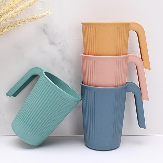 Taza de agua irrompible con asas, diseño de línea Vertical, fácil de limpiar, apta para lavavajillas, 4 Uds.