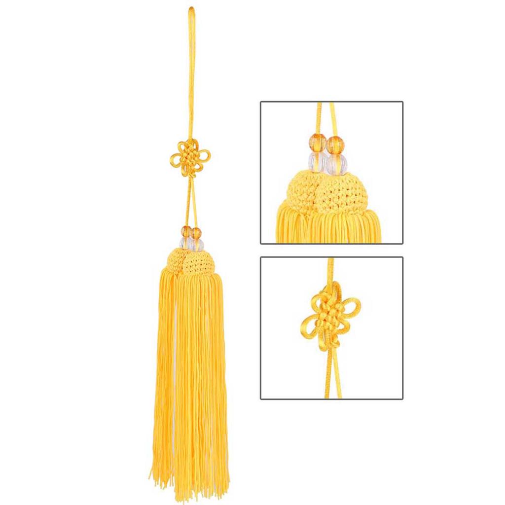 Chinese Martial Arts Kung Fu Taiji Sword Tassel Yellow Short Sword Tassel