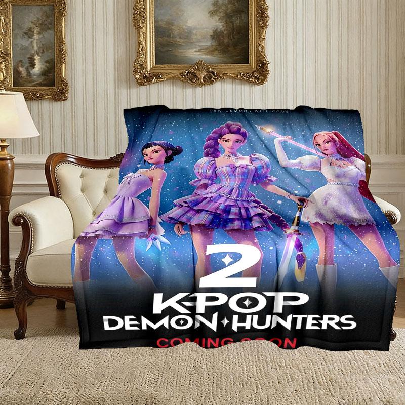 Coperta Demon Hunters Kpop Leggera Coperta Plaid Stampata per Divano, Letto, Auto, Un Regalo Sincero per la Tua Famiglia e i Tuoi Amici
