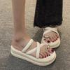 Ins super fire versatile beach shoes women's summer 2025 new outer wear thick sole heightening Internet celebrity niche set toe