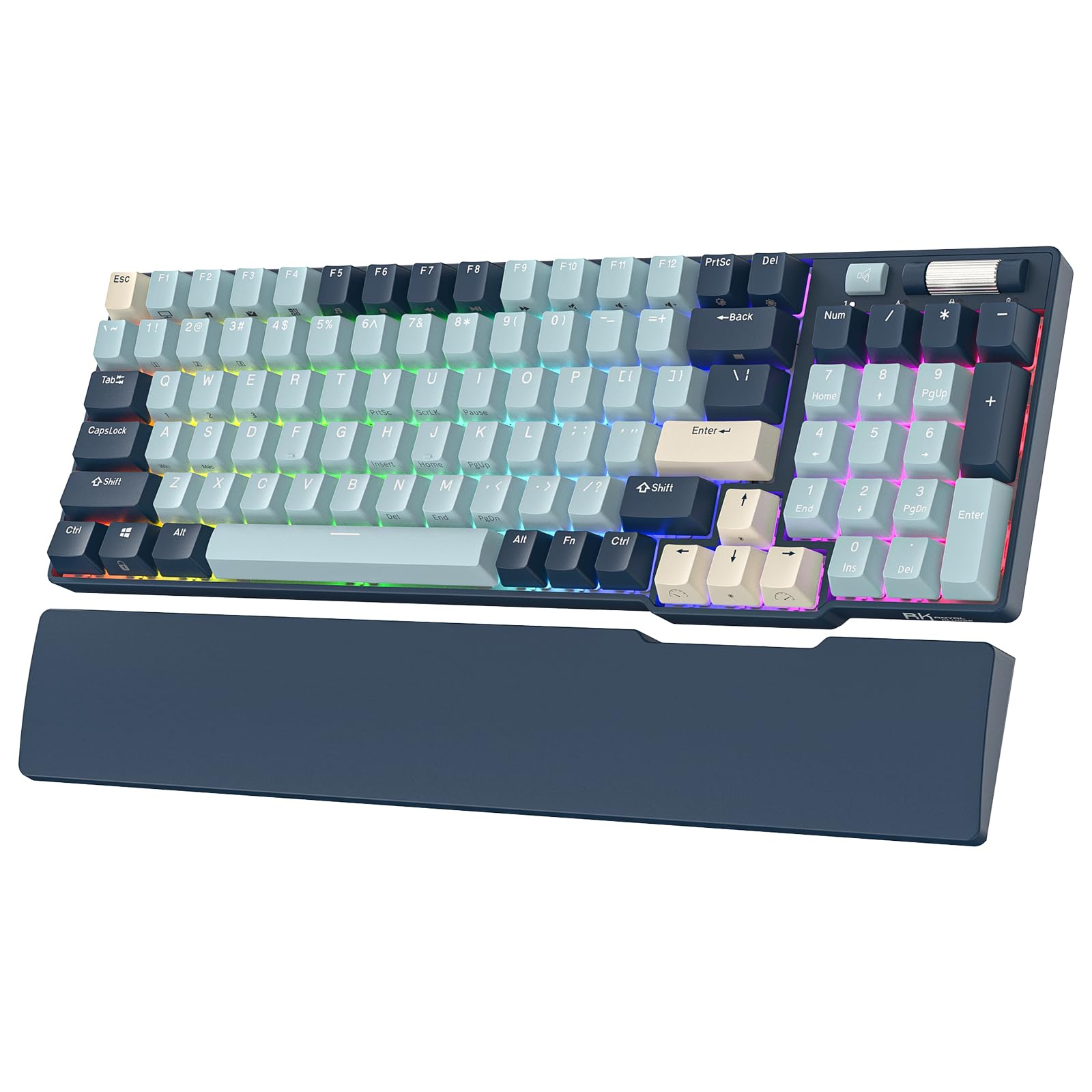 

RK ROYAL KLUDGE RK96 RGB Limited Edition, 90% 96 Keys Wireless 3 Modes BT5.02.4GUSB-C Hot Swappable Mechanical Keyboard with Wrist Rest, Volume