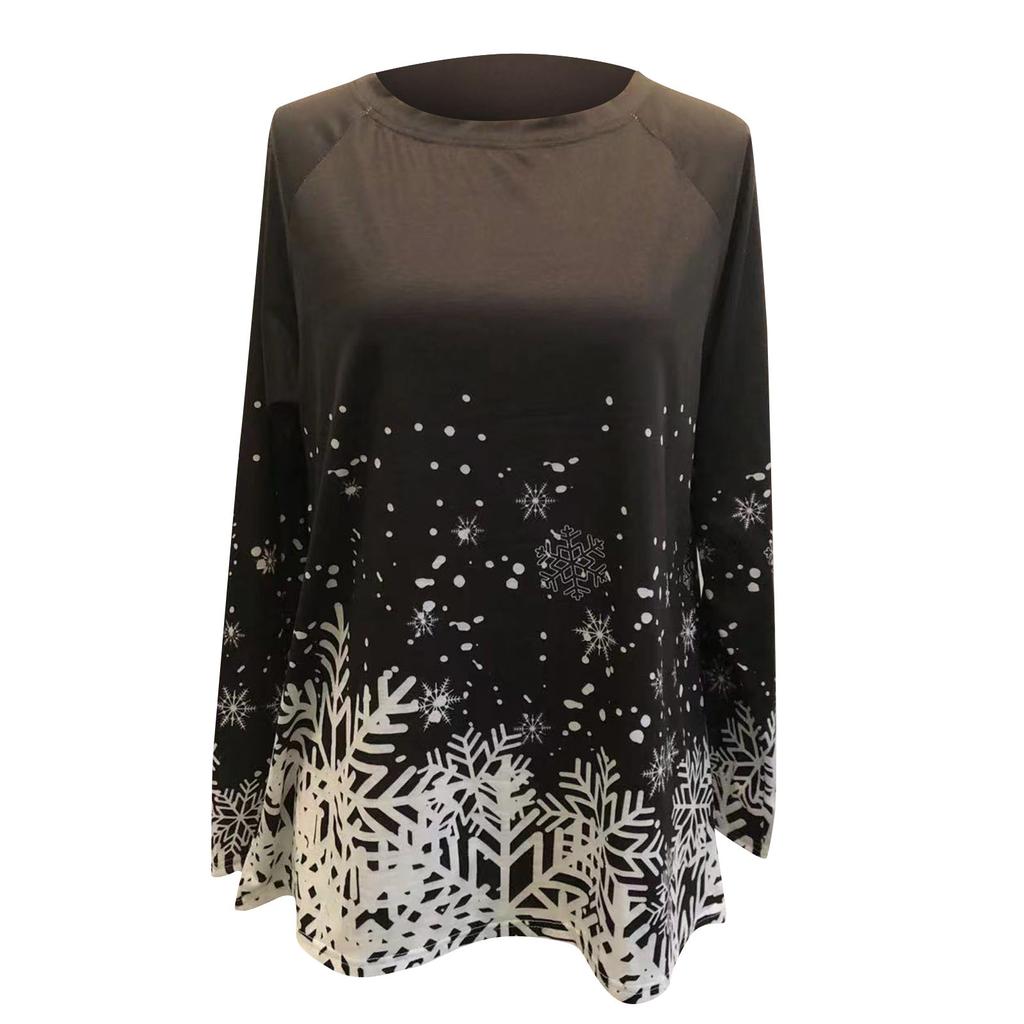 Women Fashion Casual Long Sleeve Print  Loose And Comfortable Tops
