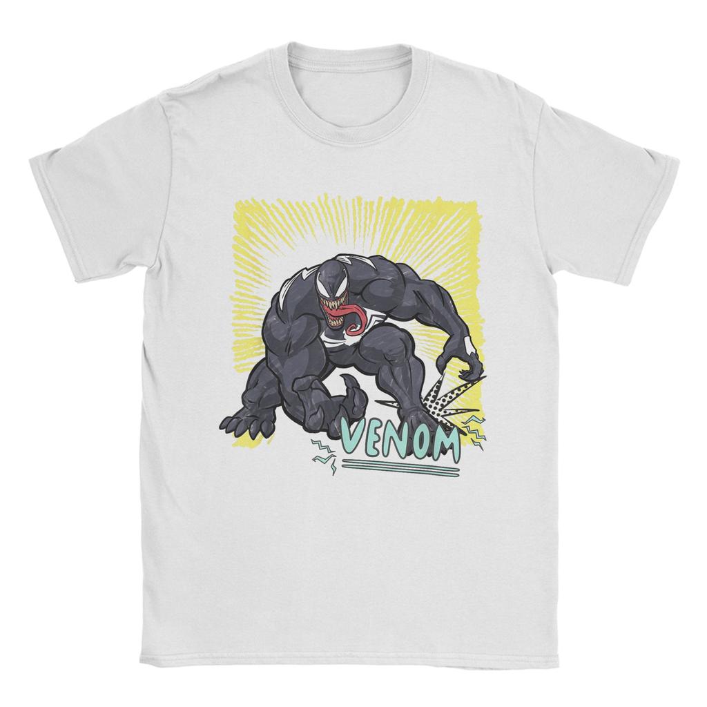 Genuine Authorized Venom Graphic Pen Colorful Vintage Print T-Shirt Men's Short Sleeve Relaxed TopLoose Plus Size Top