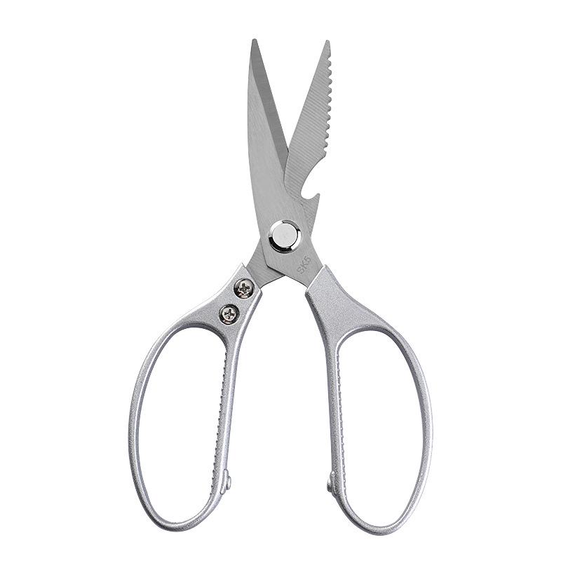 Multifunctional Stainless Steel Kitchen Scissors: Strong Aluminum Handle, SK5 Blades for Food & Chicken Bones