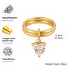 Women's Delicate Shiny Cubic Zirconia Ring, Double Layer High Quality Stainless Steel Ring, 18K Gold Plated Fashion Jewelry