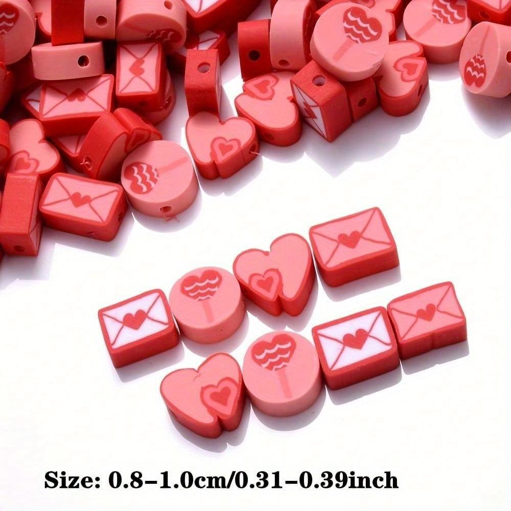 20/50/100 pieces 10mm clay bead bracelets made of red/pink rose envelopes, heart-shaped polymer clay bead jewelry, DIY bracelets, earrings accessories