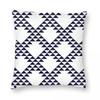 Navy Blue Triangle Lattice Diagonal Square Pillowcase Polyester Linen Velvet Printed Zip Decorative Car Cushion Cover