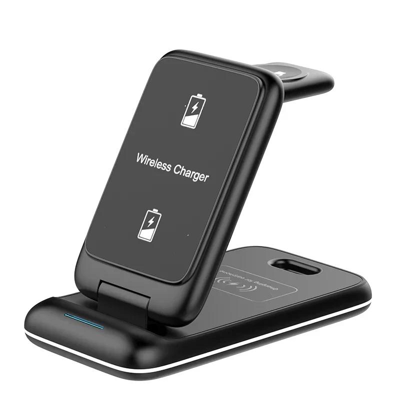 30W 3 in 1 Foldable Fast Wireless Charger Stand For iPhone 16 15 14 13 12 11  Watch 8 7 6 Airpods Pro Charging Dock Station