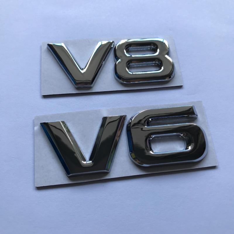 Car Styling 3D Metal V6 V8 Car Sticker Emblem Badge V6 V8 Emblem Badge Nameplate Sticker Decal Replacement auto Accessories