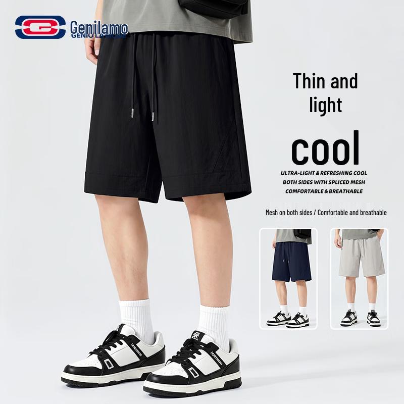 GENIOLAMODE Men s Mesh Casual Shorts XL чёрный